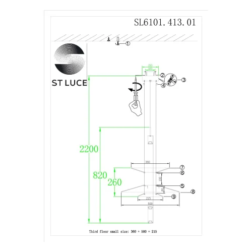 Светильник подвесной LED Isola SL6101.413.01 ST-Luce белый 1 лампа, основание чёрное в стиле современный минимализм арт-деко  фото 4