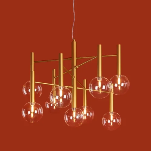 Люстра подвесная Luce FR5584CL-L45G Freya прозрачная на 9 ламп, основание золотое в стиле современный фото 9 Люстра подвесная Luce FR5584CL-L45G Freya прозрачная на 9 ламп, основание золотое в стиле современный фото 9