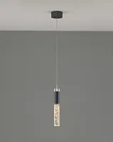 Светильник подвесной LED Ran V10898-PL Moderli прозрачный чёрный 1 лампа, основание чёрное в стиле модерн трубочки