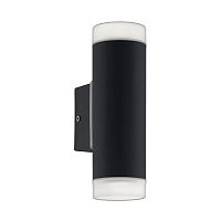 Настенный светильник Riga-Led 96505 Eglo уличный IP44 чёрный 2 лампы, плафон чёрный в стиле модерн GU10