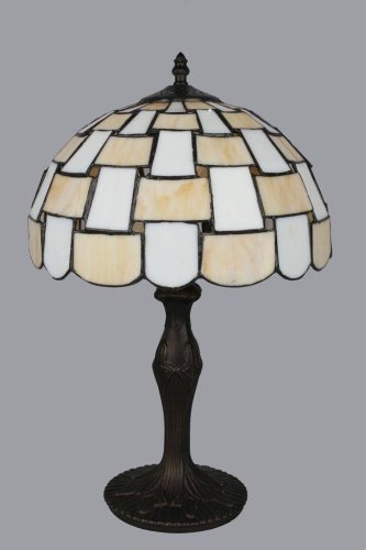 Настольная лампа Shanklin OML-80104-01 Omnilux бежевая 1 лампа, основание бронзовое металл в стиле тиффани орнамент фото 2