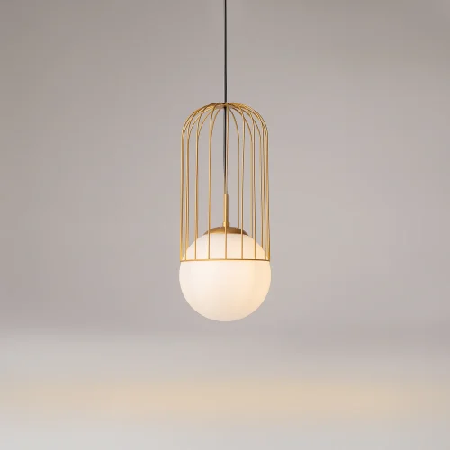 Светильник подвесной Telford P363PL-01G Maytoni белый золотой на 1 лампу, основание золотое в стиле современный фото 6