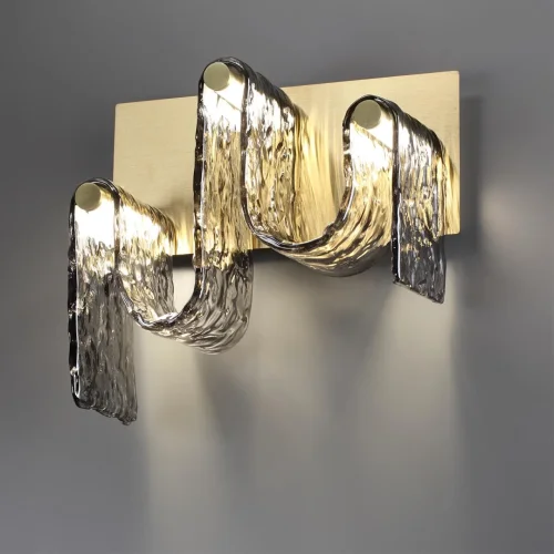 Бра LED Flow 5106/16WL Odeon Light дымчатый серый на 1 лампу, основание золотое в стиле арт-деко современный фото 4