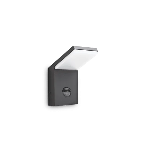 Настенный светильник LED STYLE AP SENSOR ANTRACITE 3000K Ideal Lux уличный IP54 серый чёрный 1 лампа, плафон чёрный серый в стиле современный LED