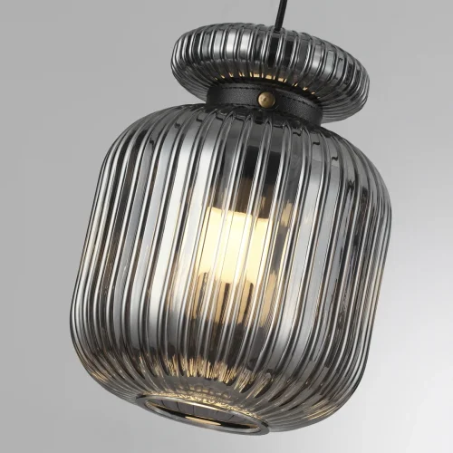 Светильник подвесной Jugi 5042/1B Odeon Light янтарный 1 лампа, основание чёрное в стиле современный выдувное фото 5
