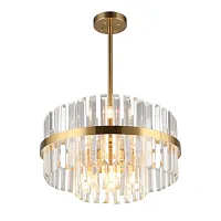 Люстра потолочная Saviano OML-69017-06 Omnilux прозрачная на 6 ламп, основание золотое в стиле современный 