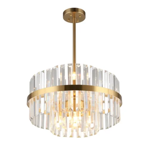 Люстра потолочная Saviano OML-69017-06 Omnilux прозрачная на 6 ламп, основание золотое в стиле современный 