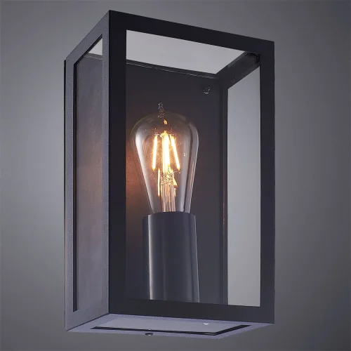 Настенный светильник Belfast A4569AL-1BK Arte Lamp уличный IP44 чёрный 1 лампа, плафон прозрачный в стиле современный E27 фото 2