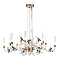 Люстра подвесная LED Lark 5431/37L Odeon Light белая на 1 лампа, основание бронзовое в стиле современный флористика арт-деко птички