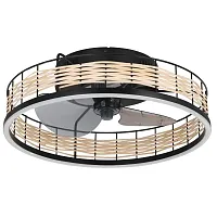 Люстра c вентилятором LED с пультом Frana 35148 Eglo бежевая коричневая на 1 лампу, основание чёрное в стиле современный кантри с пультом