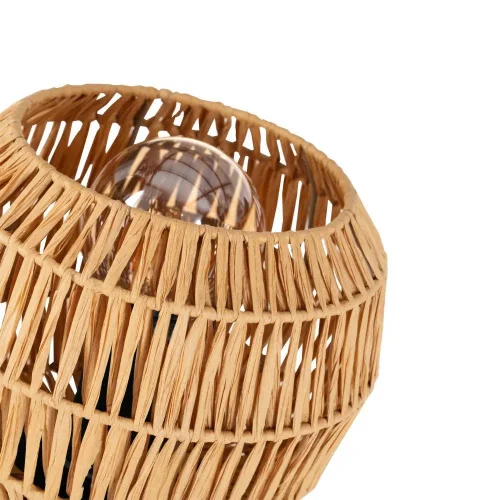 Настольная лампа Sheldon 44145 Eglo коричневая бежевая на 1 лампу, основание чёрное металл в стиле современный кантри фото 2