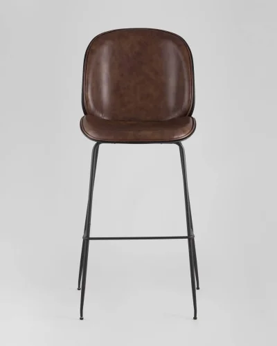 Стул барный Турин со спинкой, коричневый экокожа, черные ножки УТ000001768 Stool Group, коричневый/экокожа, ножки/металл/чёрный, размеры - ****460*540 фото 4