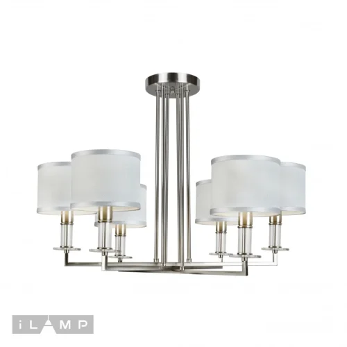 Люстра потолочная Domino 61240/6 nic iLamp серая на 6 ламп, основание никель в стиле современный американский  Люстра потолочная Domino 61240/6 nic iLamp серая на 6 ламп, основание никель в стиле современный американский
