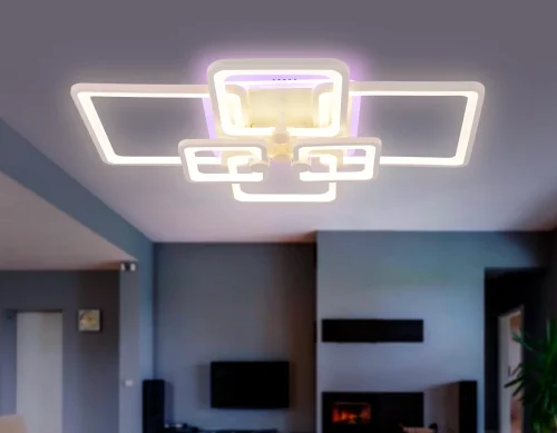 Люстра потолочная LED с пультом FA5306 Ambrella light белая на 1 лампа, основание белое в стиле хай-тек современный с пультом квадраты фото 3