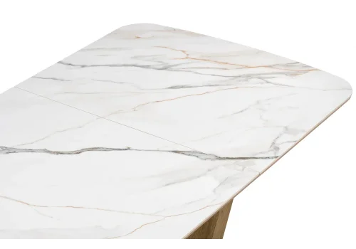 Керамический стол Петир 120(160)х80х75 gilt white / дуб монтана 588013 Woodville столешница белая мрамор из стекло фото 6