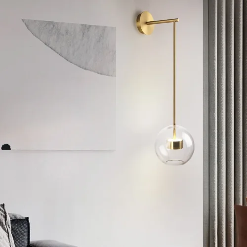 Настенный светильник BUBBLE B WALL 133216-22 ImperiumLoft прозрачный на 1 лампу, основание золотое в стиле современный фото 5