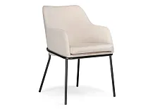 Кресло Охаши кремовый / черный глянец 610745 Woodville, кремовый/велюр, ножки/металл/чёрный, размеры - ****480*460мм