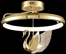 Люстра потолочная LED с пультом Letizia WE466.02.307 Wertmark золотая на 1 лампа, основание золотое в стиле модерн кольца птички с пультом