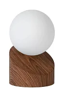 Настольная лампа LEN 45561/01/70 Lucide белая 1 лампа, основание коричневое металл в стиле современный 
