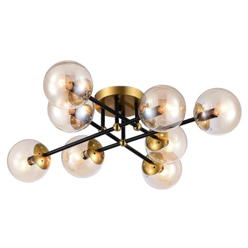 Люстра потолочная Памела CL144185 Citilux янтарная на 8 ламп, основание бронзовое в стиле лофт современный шар