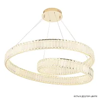 Люстра подвесная LED MUSIKA SP120W LED GOLD Crystal Lux прозрачная на 1 лампа, основание золотое в стиле модерн кольца