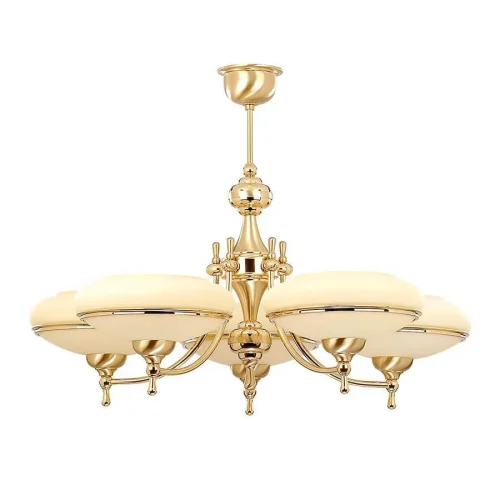 Люстра подвесная San Marino SAN-ZW-5(Z) Kutek бежевая на 5 ламп, основание золотое в стиле американский 