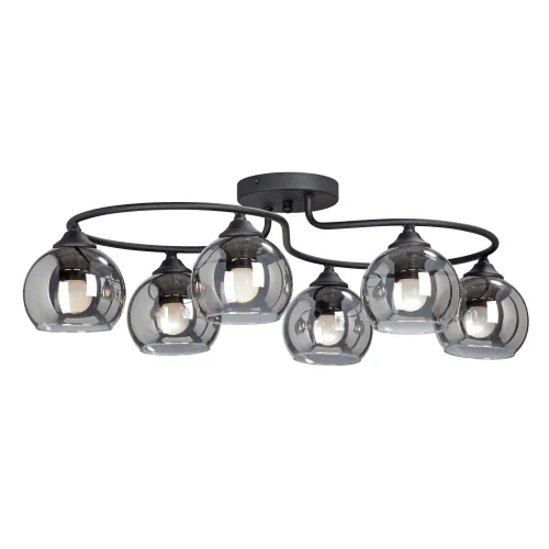 Люстра потолочная V4965-1/6PL Vitaluce чёрная серая на 6 ламп, основание чёрное в стиле арт-деко шар фото 4 Люстра потолочная V4965-1/6PL Vitaluce чёрная серая на 6 ламп, основание чёрное в стиле арт-деко шар фото 4