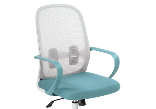 Компьютерное кресло Bust gray / blue / white 15796 Woodville, серый голубой/ткань, ножки/пластик/белый, размеры - *1110***600*600 фото 7