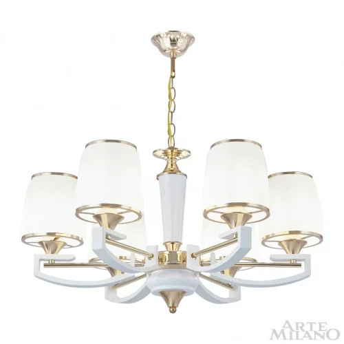 Люстра подвесная Florentia-2457 302457/6 Wh/Gd Arte Milano белая на 6 ламп, основание золотое в стиле современный арт-деко фото 3