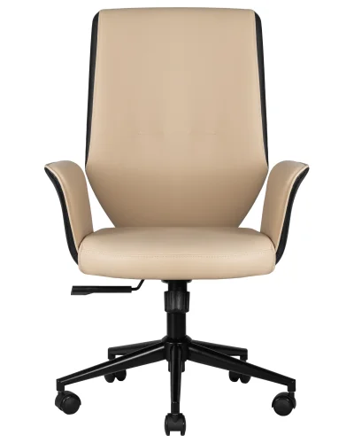 Офисное кресло для руководителя 127B-LMR MAXWELL, цвет кремово-черный Dobrin, кремовый чёрный/экокожа, ножки/металл/чёрный, размеры - 1000*1100***640*610 фото 6