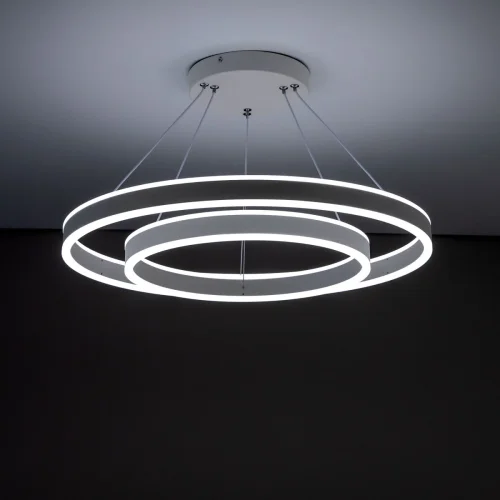 Светильник подвесной LED с пультом Дуэт CL719640 Citilux белый 1 лампа, основание белое в стиле модерн минимализм кольца с пультом фото 7