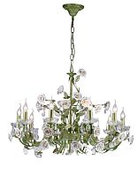 Люстра подвесная Fiori di rose 1770.10 Lucia Tucci без плафона на 10 ламп, основание зелёное золотое в стиле прованс флористика 
