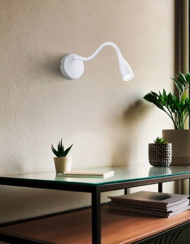 Бра с выключателем LED Olivandino 901782 Eglo белый на 1 лампу, основание белое в стиле современный гибкая ножка для чтения фото 2