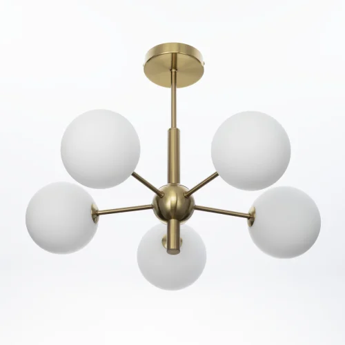 Люстра на штанге Tonga CL212153 Citilux белая на 5 ламп, основание бронзовое в стиле современный молекула шар фото 3