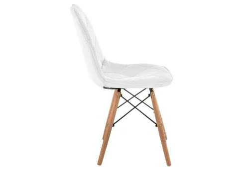 Деревянный стул Kvadro 1 white / wood 15365 Woodville, белый/экокожа, ножки/массив бука дерево/натуральный, размеры - ****440*510 фото 3