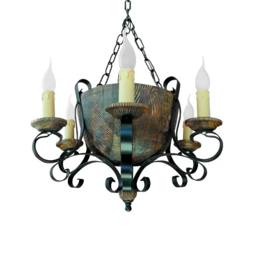 Люстра подвесная Ричард-6 Тарсьма без плафона на 6 ламп, основание коричневое в стиле кантри 