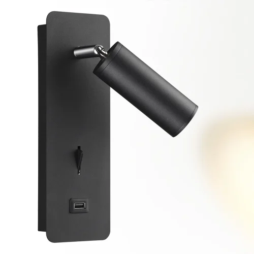 Бра с выключателем LED с USB Bill 4301/3WL Odeon Light чёрный на 1 лампа, основание чёрное в стиле хай-тек для чтения фото 2