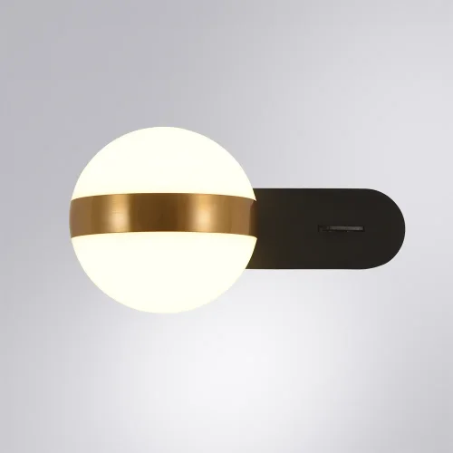 Бра с выключателем LED Furud A2125AP-1BK Arte Lamp белый на 1 лампа, основание чёрное в стиле хай-тек современный шар фото 2