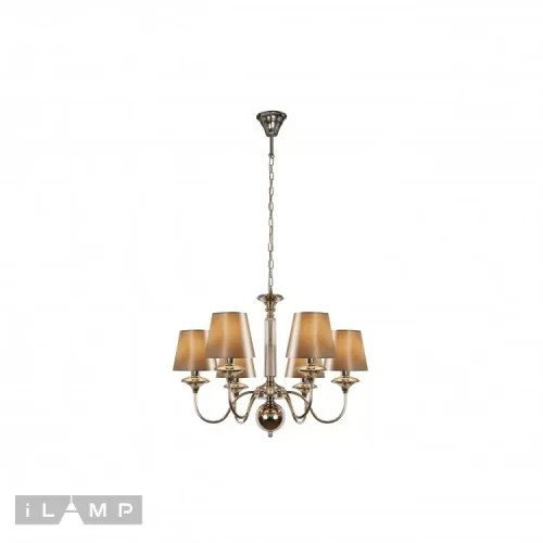 Люстра подвесная Rolling P2406-6 Nickel iLamp коричневая на 6 ламп, основание никель в стиле классический современный  Люстра подвесная Rolling P2406-6 Nickel iLamp коричневая на 6 ламп, основание никель в стиле классический современный