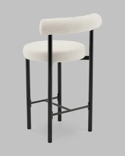 Стул полубарный Флорео букле молочный УТ000041334 Stool Group, белый/букле, ножки/металл/чёрный, размеры - ***** фото 4