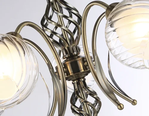 Люстра потолочная TR3070 Ambrella light белая на 5 ламп, основание бронзовое в стиле классический шар фото 7
