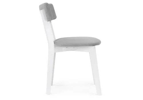 Деревянный стул Гилмар серый велюр / белый 515982 Woodville, серый/велюр, ножки/массив бука дерево/белый, размеры - ****440*560 фото 3