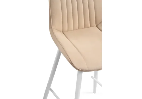 Полубарный стул Седа К бежевый / белый 511170 Woodville, бежевый/велюр, ножки/металл/белый, размеры - ****490*570 фото 6