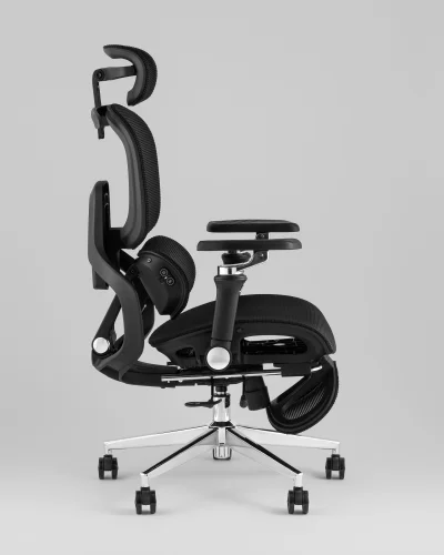 Кресло офисное топчэйрс Продиджи с оттоманкой, черный УТ000041699 Stool Group, чёрный/текстиль сетка, ножки/металл/хром, размеры - *1310**** фото 3