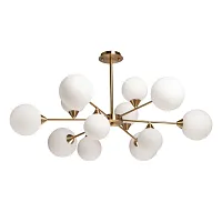 Люстра потолочная Оливия 306015612 DeMarkt белая на 12 ламп, основание латунь в стиле современный молекула шар