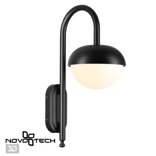 Настенный светильник Acorn 370955 Novotech уличный IP54 чёрный 1 лампа, плафон белый в стиле современный E27 фото 3