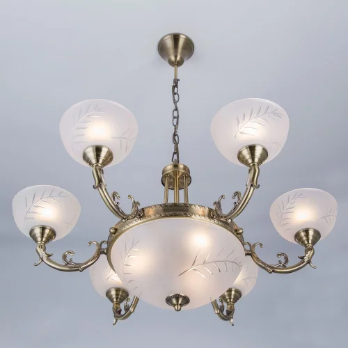 Люстра подвесная Кремона CL406193 Citilux белая на 9 ламп, основание бронзовое в стиле классика  фото 2