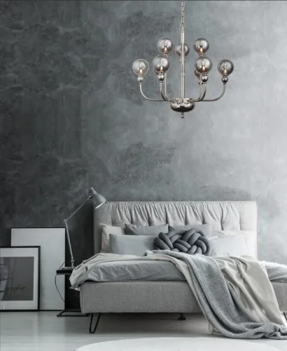 Люстра подвесная Funhi SL552.103.09 ST-Luce дымчатая на 9 ламп, основание никель в стиле лофт фото 2