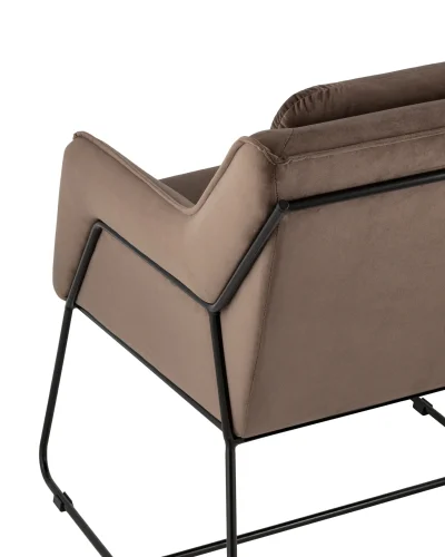 Кресло Роланд в стиле лофт велюр коричневый УТ000035916 Stool Group, коричневый/велюр, ножки/металл/чёрный, размеры - ****700*840мм фото 3