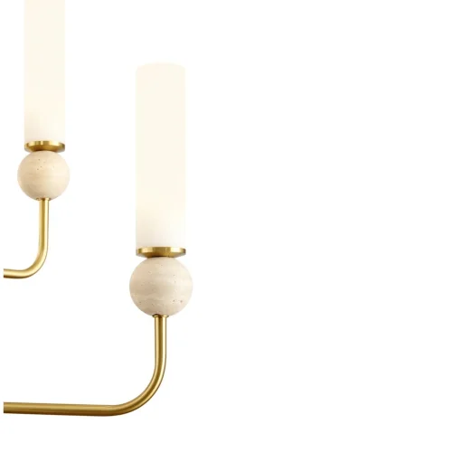 Люстра на штанге Sunspot FR5482CL-06BS1 Freya белая на 6 ламп, основание латунь в стиле современный фото 6